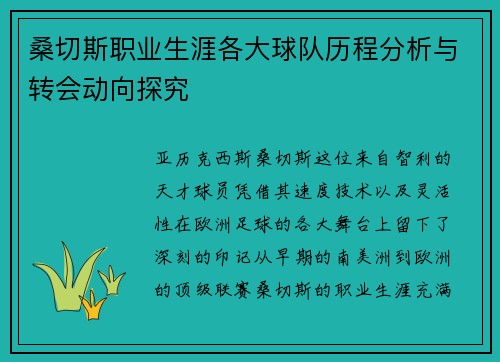 桑切斯职业生涯各大球队历程分析与转会动向探究 桑切斯职业生涯各大球队历程分析与转会动向探究